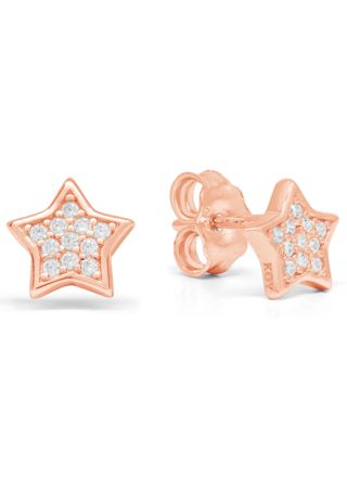 Silver earrings star zircon E-1586ZRG