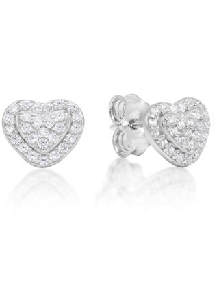 Silver earrings heart zircon E-1588Z