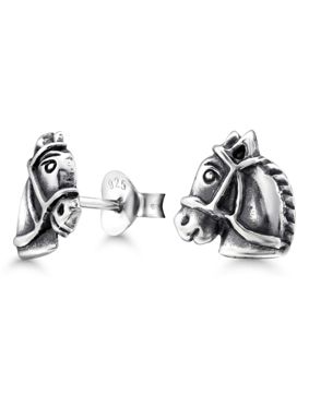 Silver earrings horse E-1724