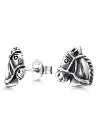 Silver earrings horse E-1724