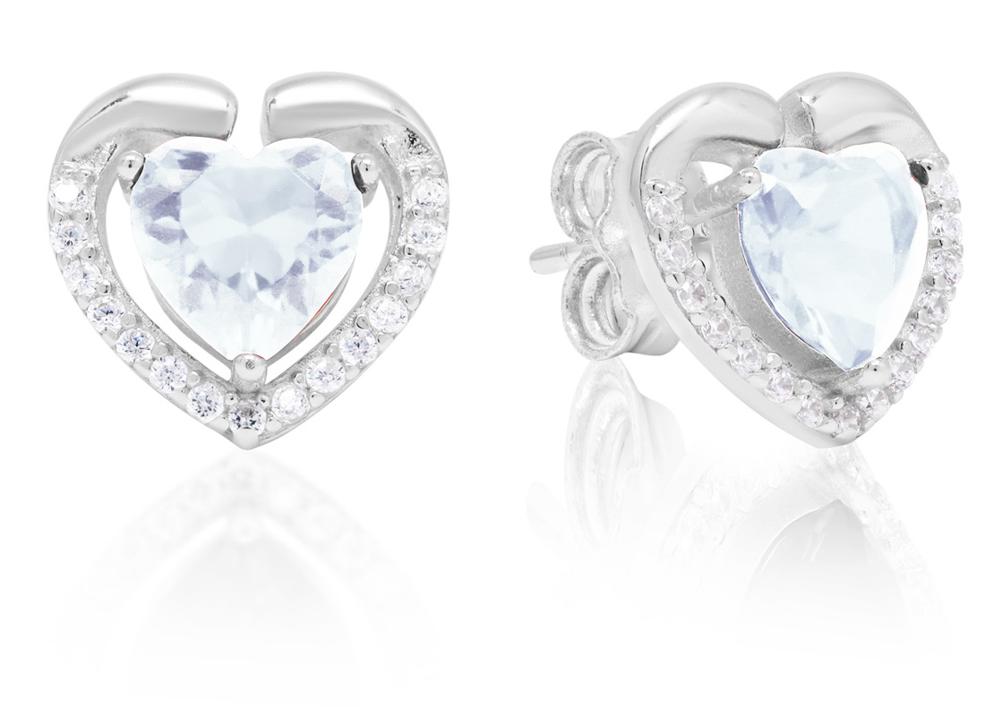 Silver earrings heart zircon E-1728Z