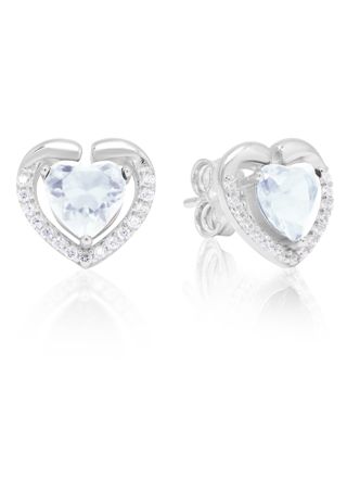 Silver earrings heart zircon E-1728Z