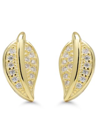 Silver earrings leaf zircon E-3158ZGP
