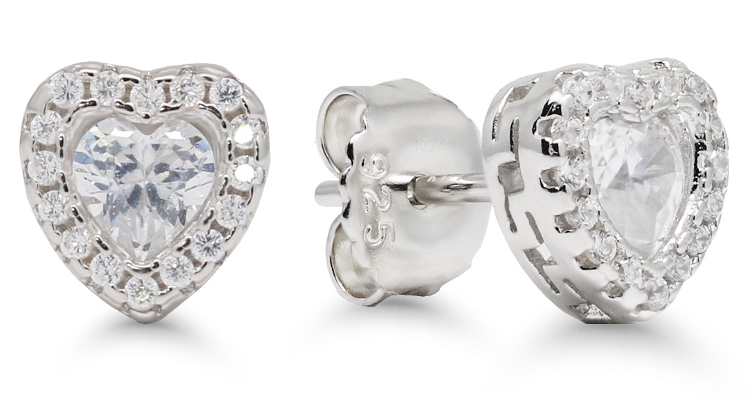 Silver earrings heart zircon E-3293Z