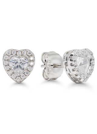 Silver earrings heart zircon E-3293Z