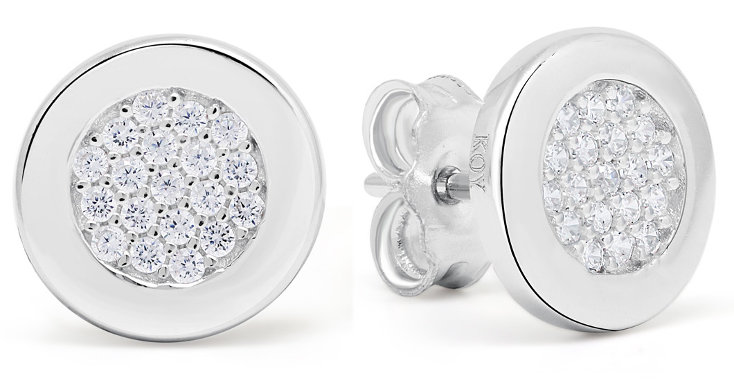 Silver earrings round zircon E-3436Z