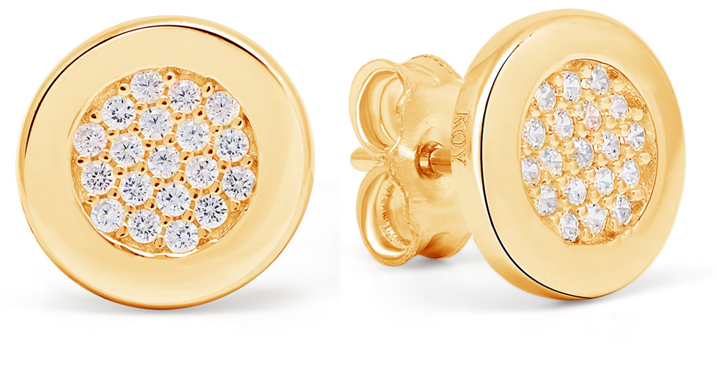 Silver earrings round zircon E-3436ZGP