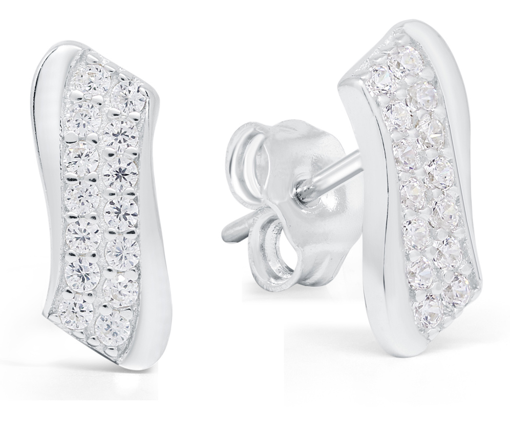 Silver earrings clear zircon E-3445Z