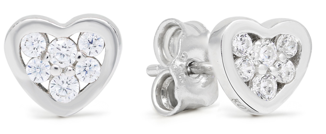 Silver earrings heart zircon E-3639Z