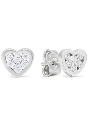 Silver earrings heart zircon E-3639Z