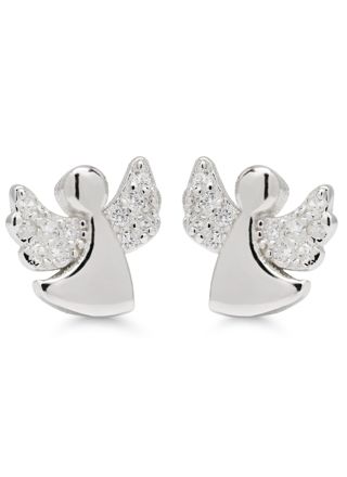 Silver earrings angel zircon E-3652Z