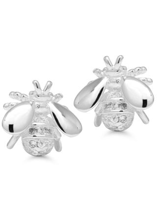Silver earrings 3D fly zircon E-3661Z