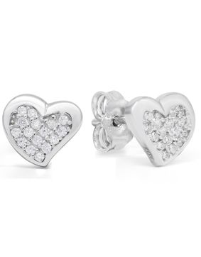 Silver earrings heart zircon E-3741Z