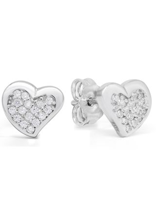 Silver earrings heart zircon E-3741Z