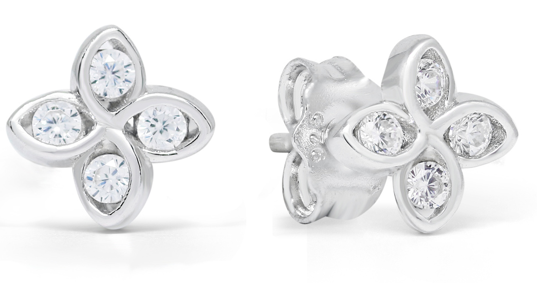 Silver earrings zircon E-3777Z