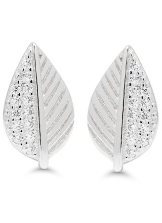 Silver earrings leaf zircon E-4053Z