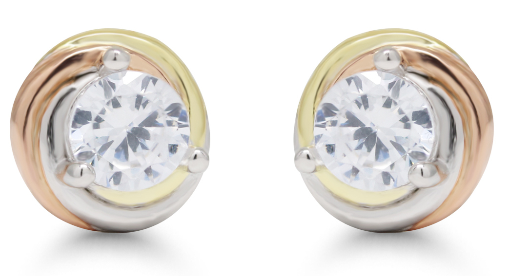 Silver earrings "knot" three color E-7106Z