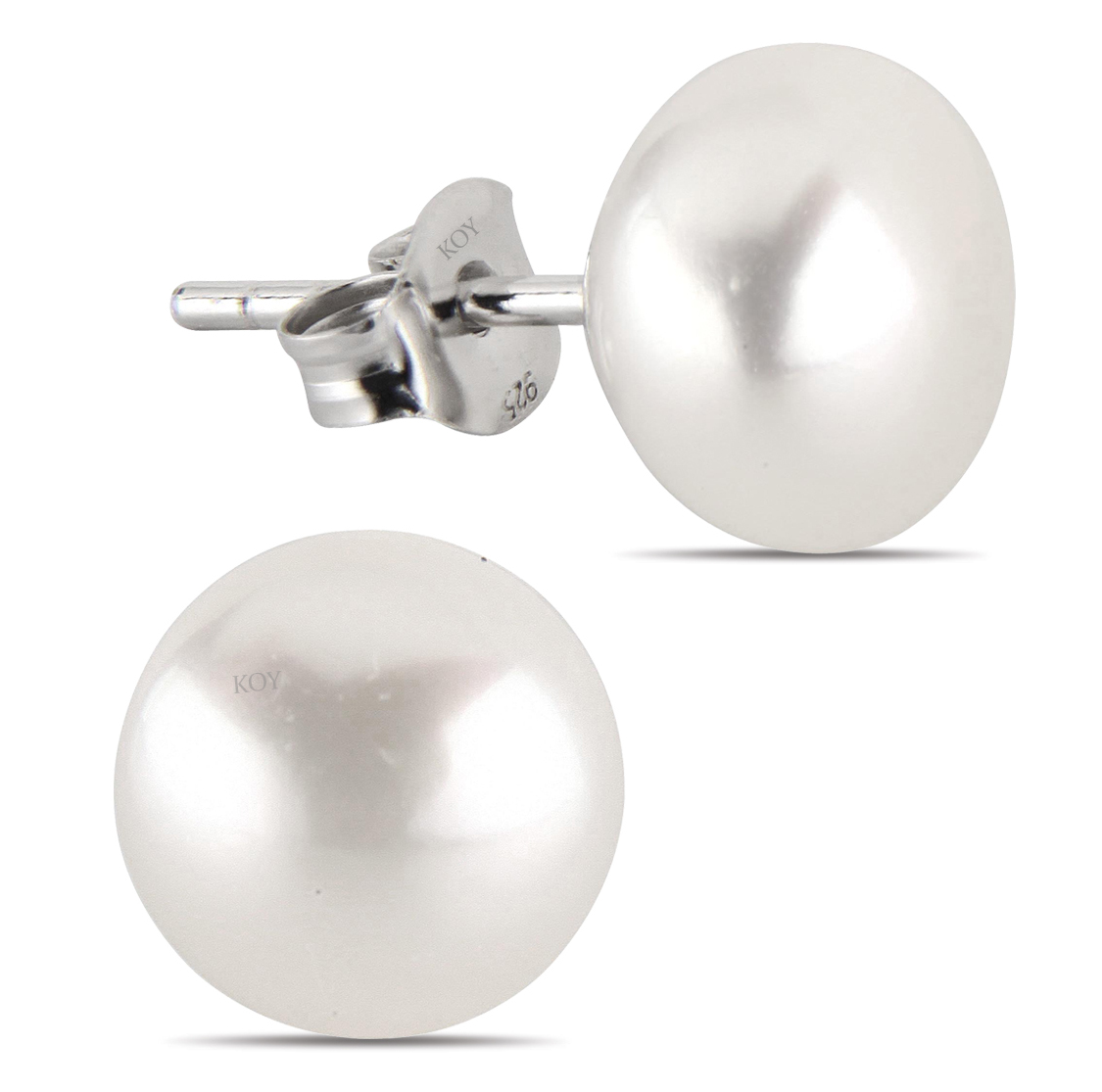Silver earrings genuine pearl white 10-10,5mm E-FWP10-10,5mm-valk