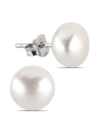 Silver earrings genuine pearl white 10-10,5mm E-FWP10-10,5mm-valk