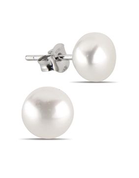Silver earrings genuine pearl white 6-6,5mm E-FWP6-6,5mm-valk