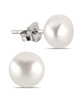 Silver earrings genuine pearl white 8-8,5mm E-FWP8-8,5mm-valk