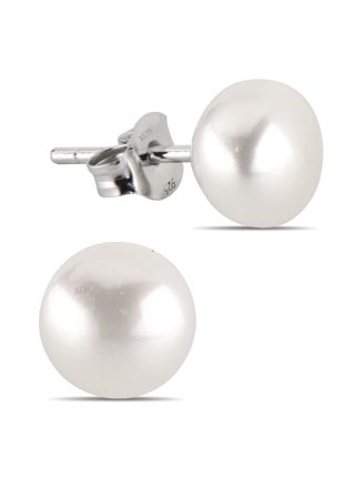 Silver earrings genuine pearl white 8-8,5mm E-FWP8-8,5mm-valk