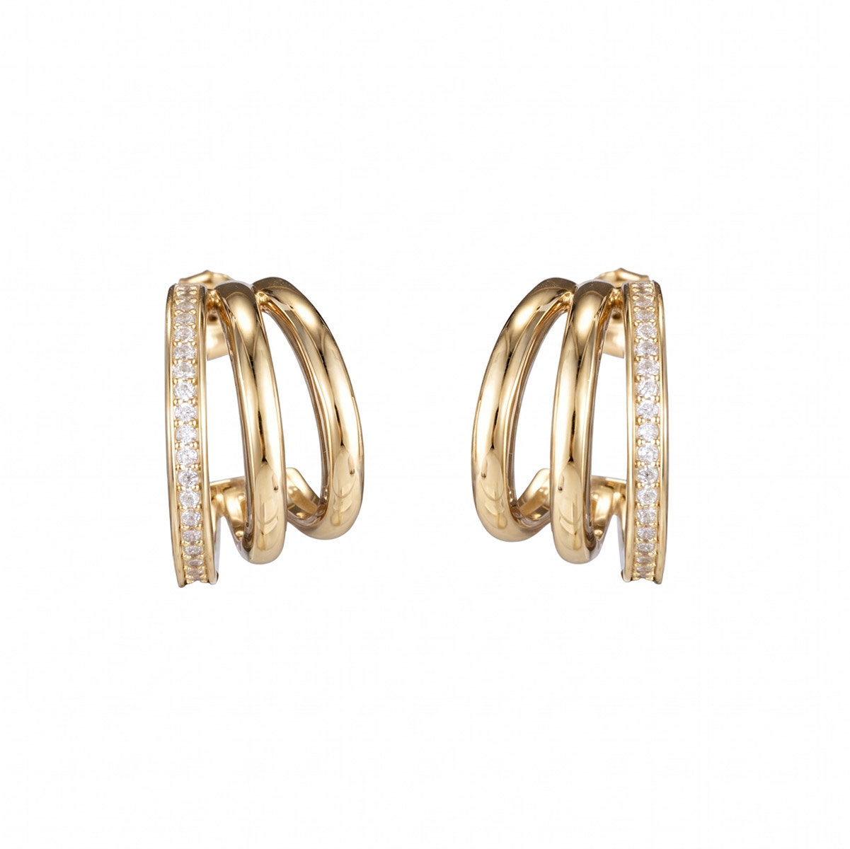 Lykken Casuals gold plated multi-row half hoop earrings 16 mm