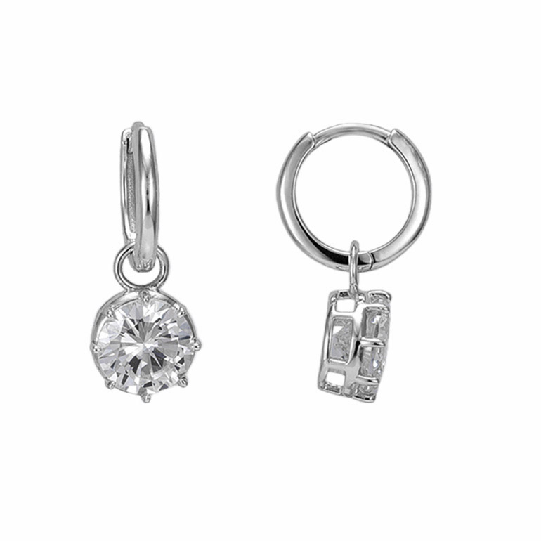 Lykken Casuals silver cubic zirconia drop earrings 13 mm