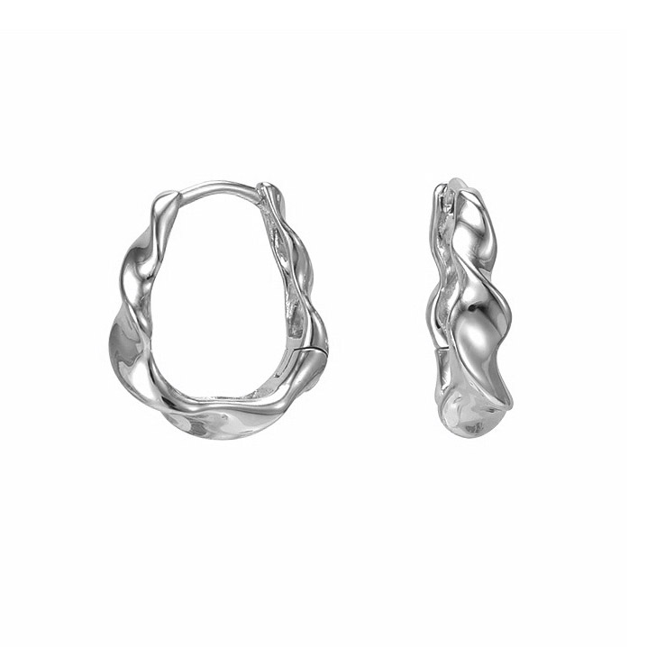 Lykken Casuals silver wavy hoop earrings 20 mm