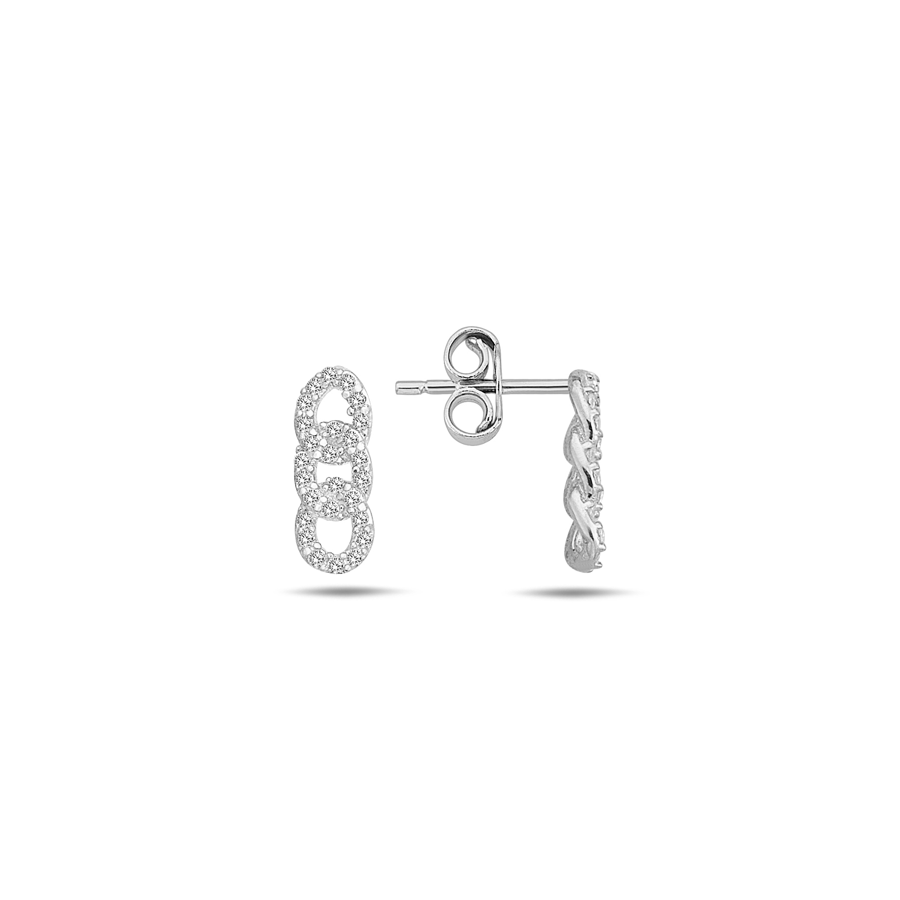 Lykka Casuals Iced cuban chain silver earrings 