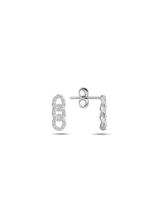 Lykka Casuals Iced cuban chain silver earrings