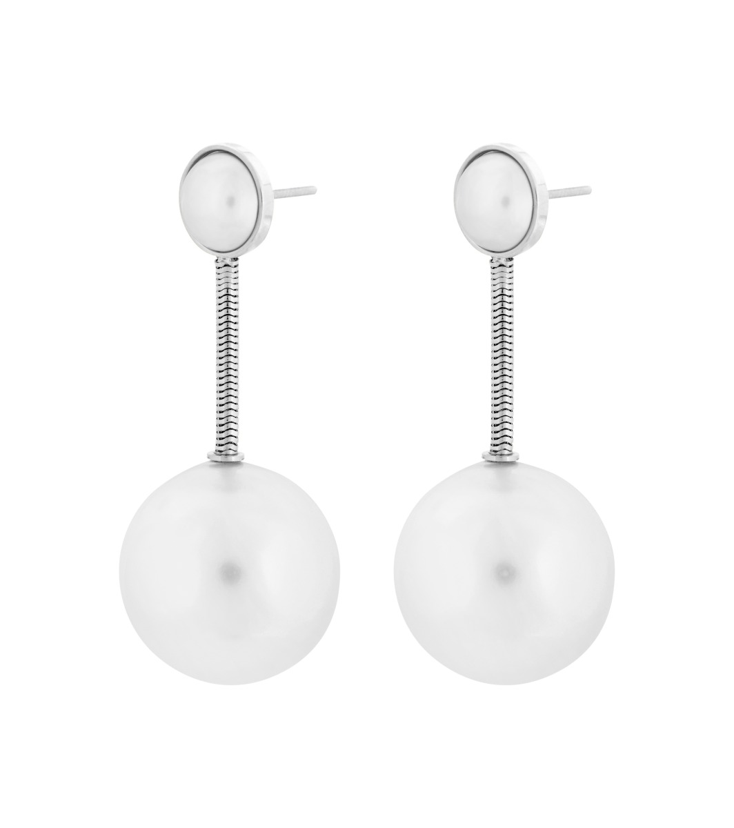 Edblad Globe Maxi Steel drop pearl earrings 125953