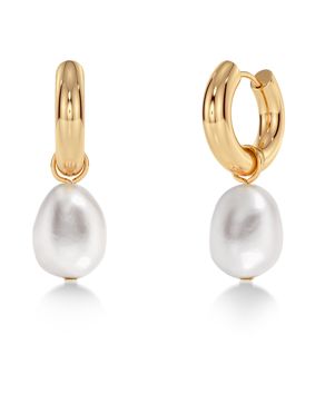 Edblad Perla pearl hoop earrings gold-plated steel 130661