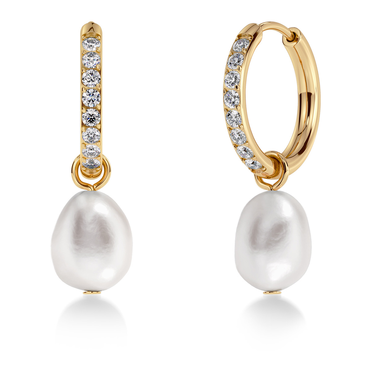 Edblad Perla pearl hoop earrings with zirconia gold-plated steel 130660