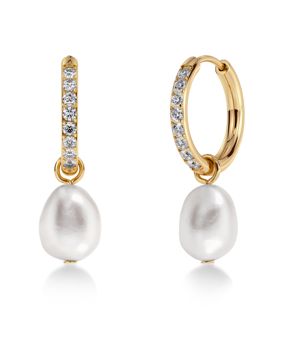 Edblad Perla pearl hoop earrings with zirconia gold-plated steel 130660