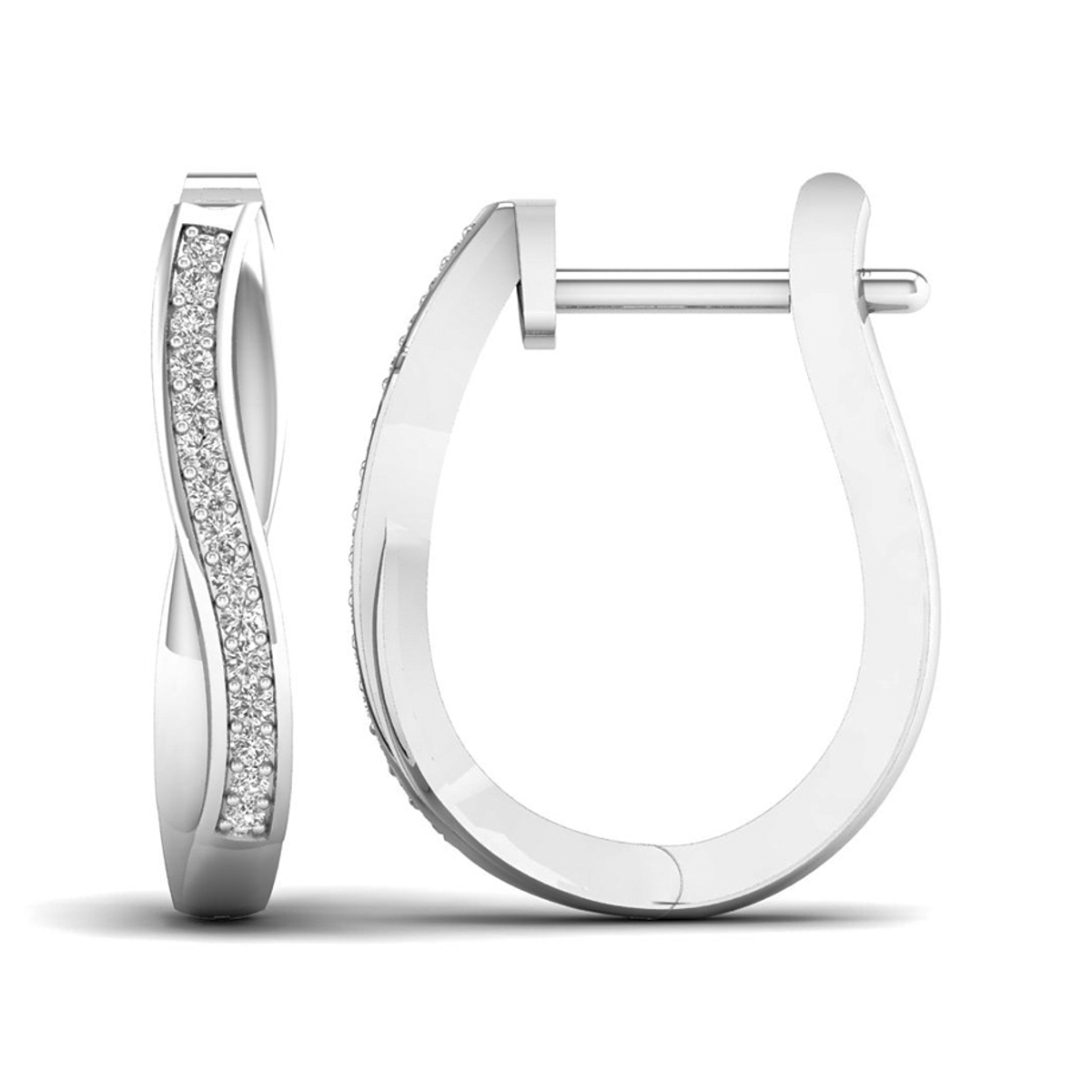 Lykka Elegance crossover diamond earrings english lock white gold