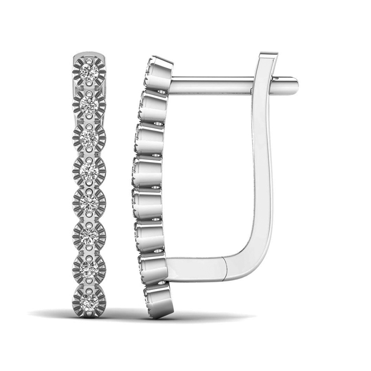 Lykka Elegance Milgrain oval diamond huggies english lock white gold