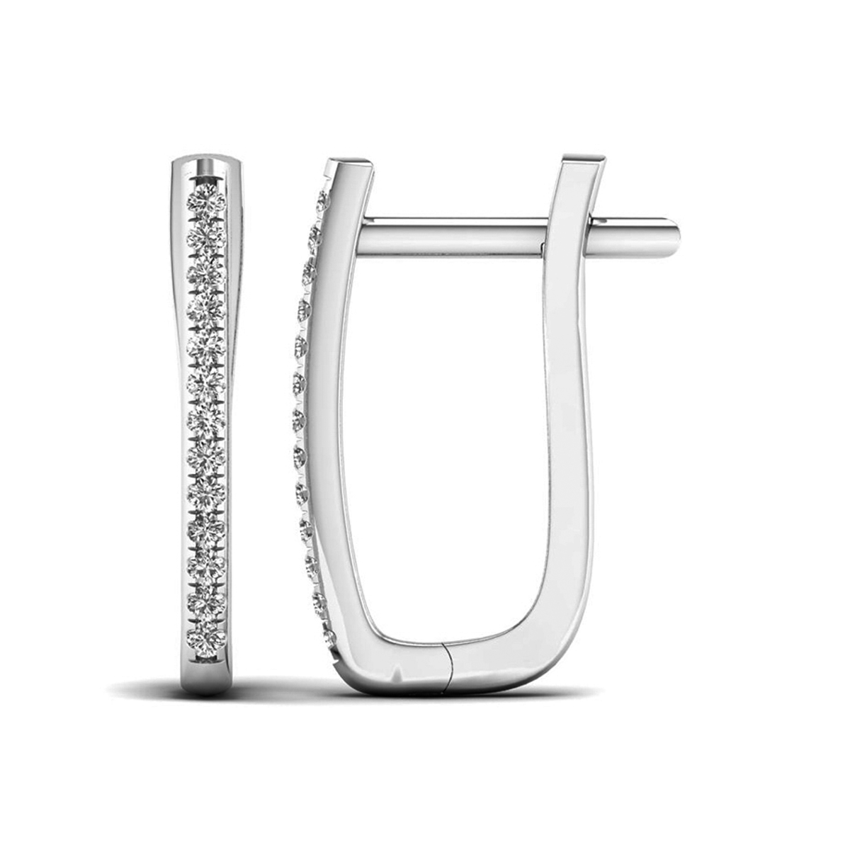 Lykka Elegance oval diamond huggies english lock white gold