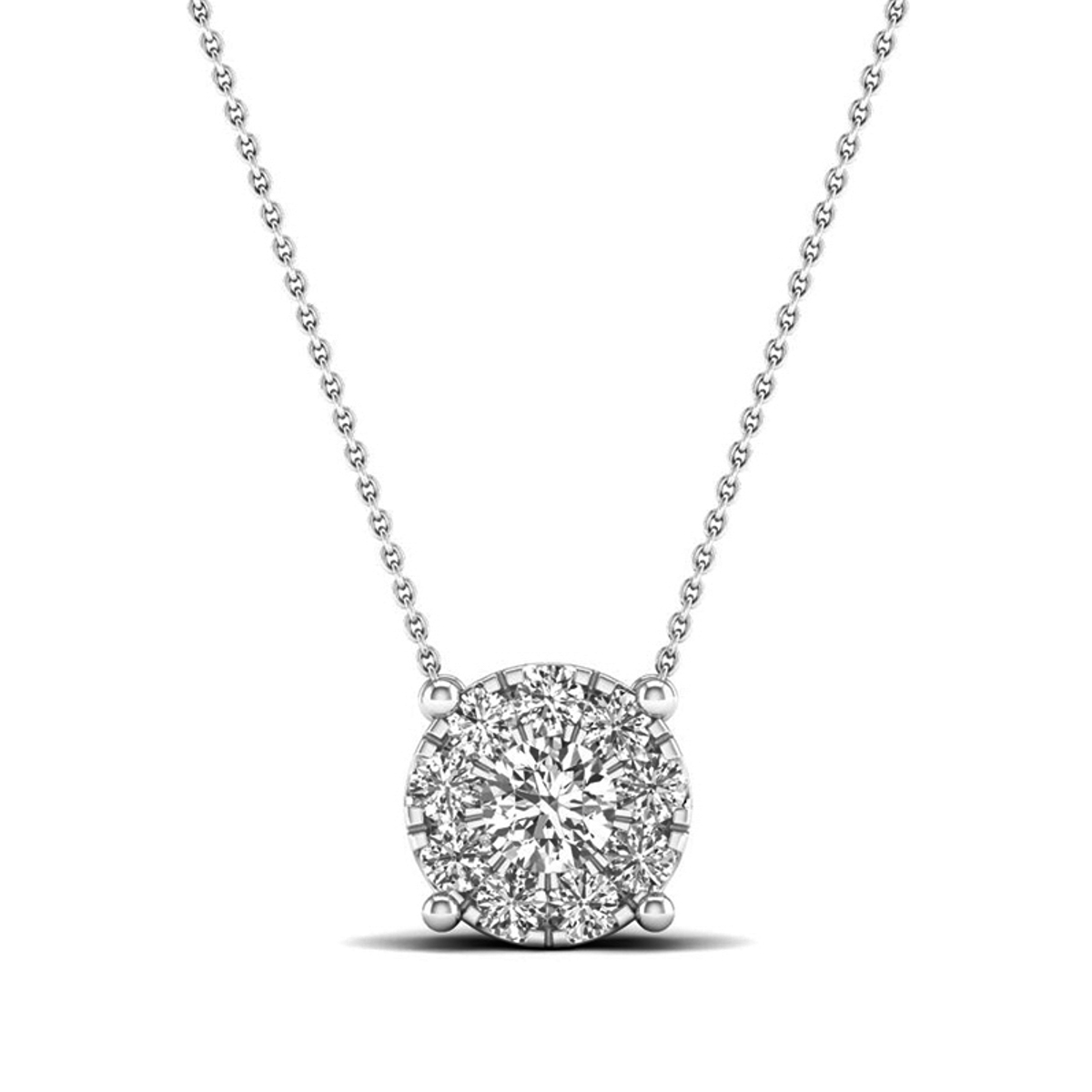 Lykka Elegance milgrain diamond halo pendant  in white gold