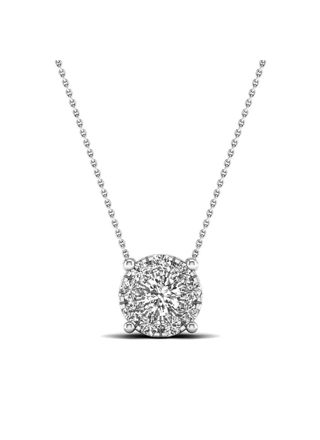 Lykka Elegance milgrain diamond halo pendant  in white gold