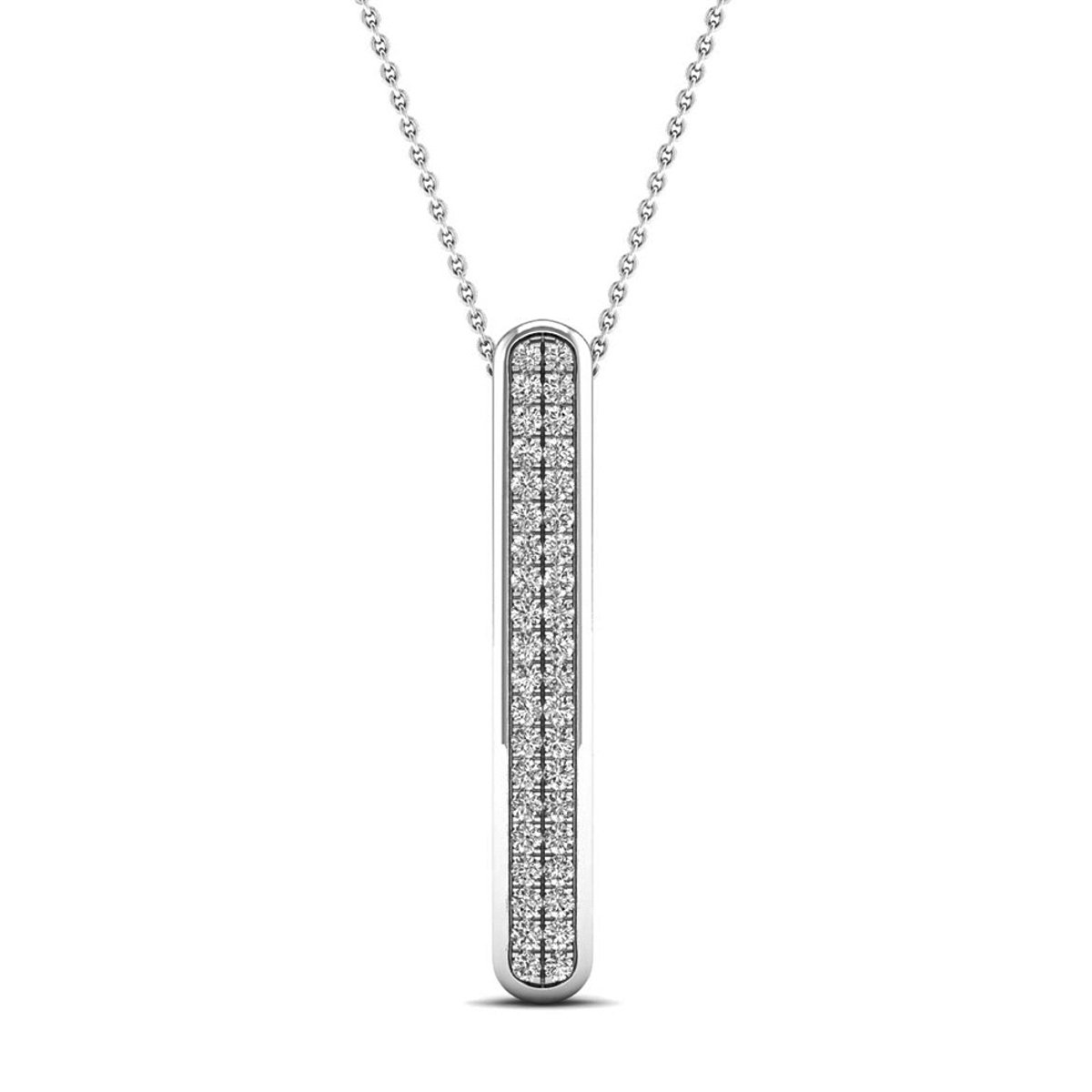 Double row journey diamond pendant 3,2 x 21,8 mm in white gold