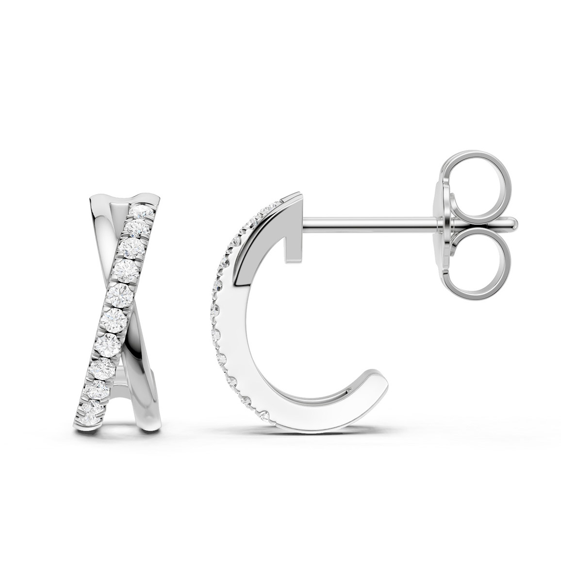 Lykka Elegance White Gold Diamond Arc Earrings 11 mm