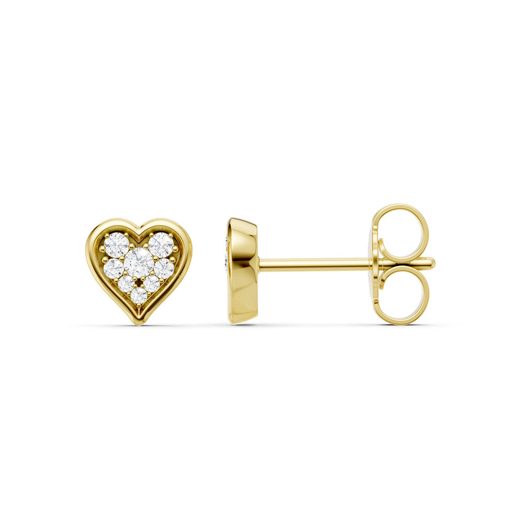 Lykka Elegance Gold Diamond Heart Earrings 6.4 mm