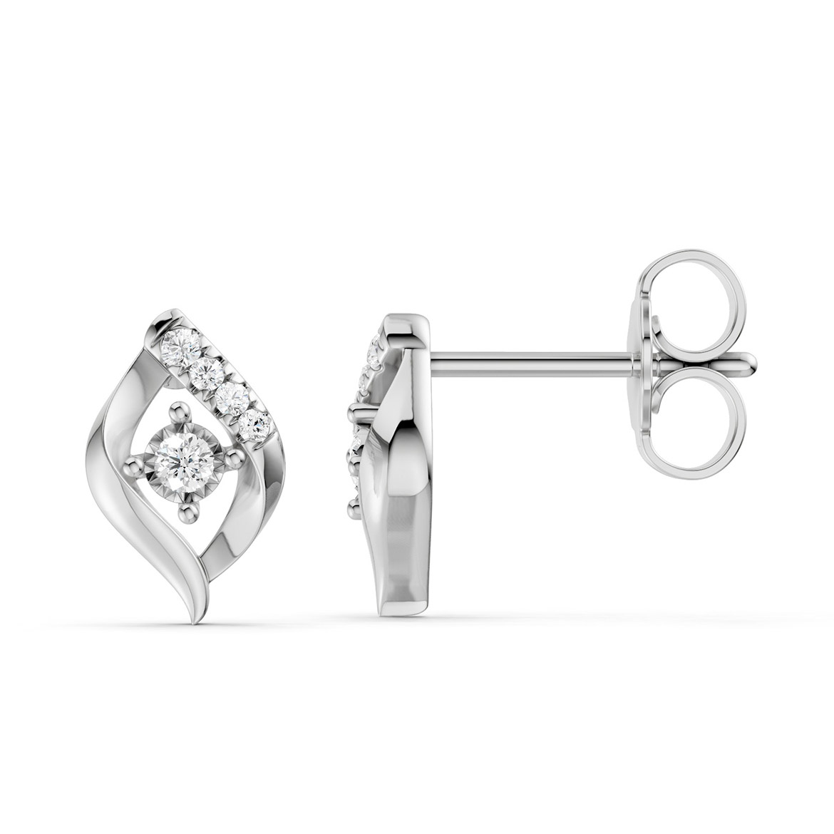 Lykka Elegance White Gold Diamond Earrings 9.5 mm