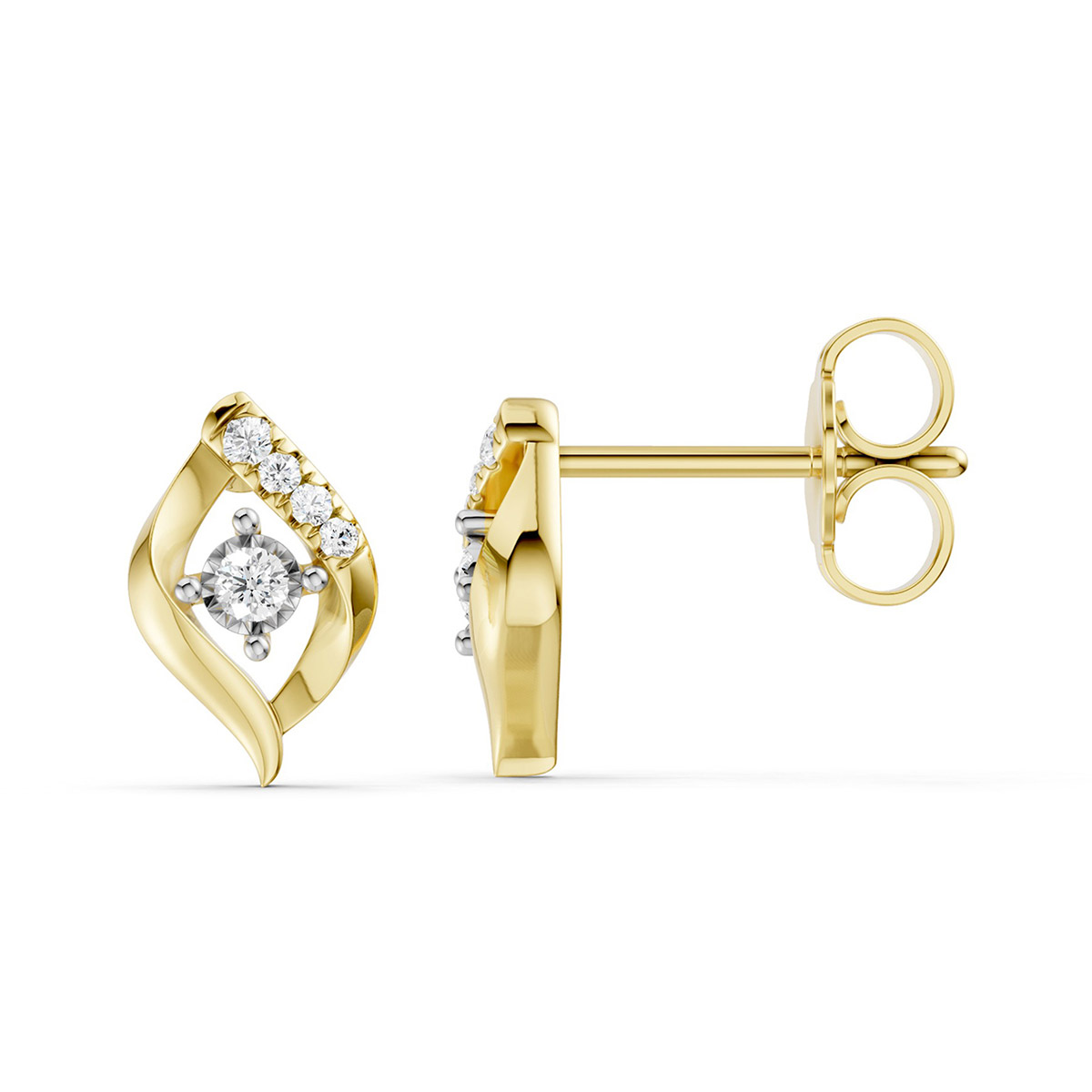 Lykka Elegance Gold Diamond Earrings 9.5 mm