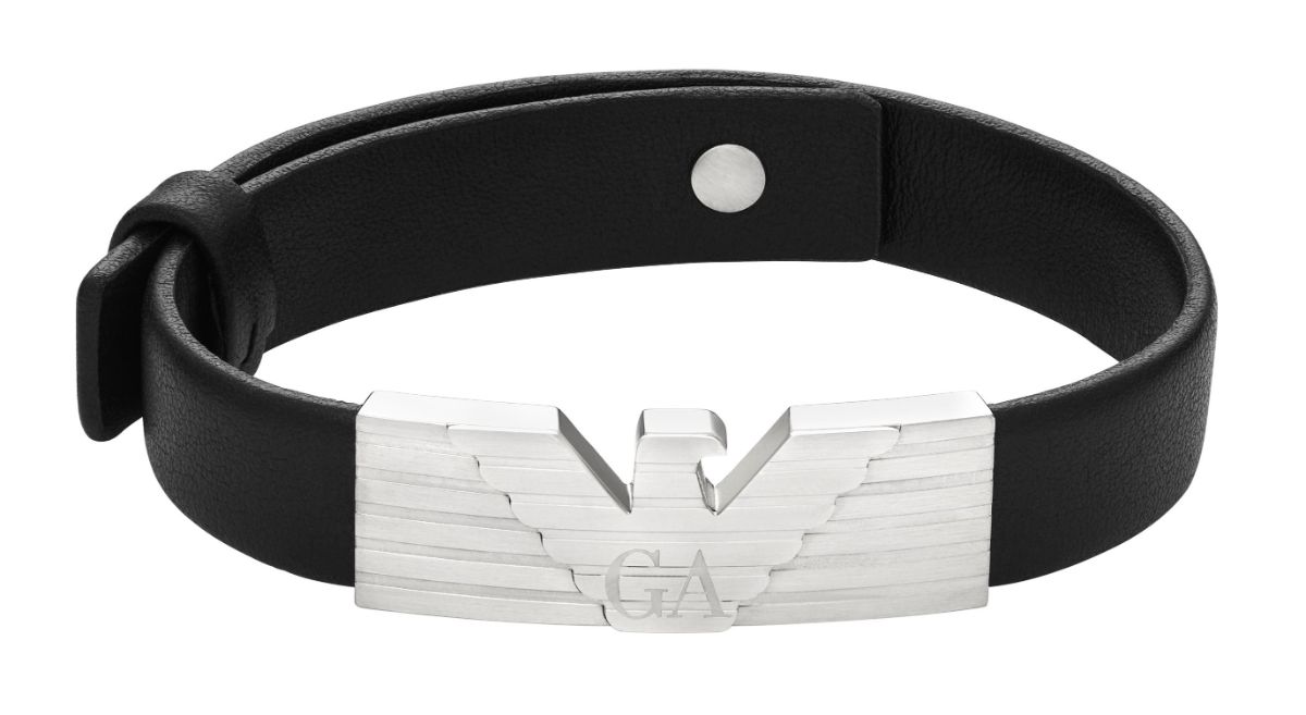 Emporio Armani Eagle Logo leather steel bracelet EGS3075040