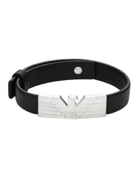 Emporio Armani Eagle Logo leather steel bracelet EGS3075040