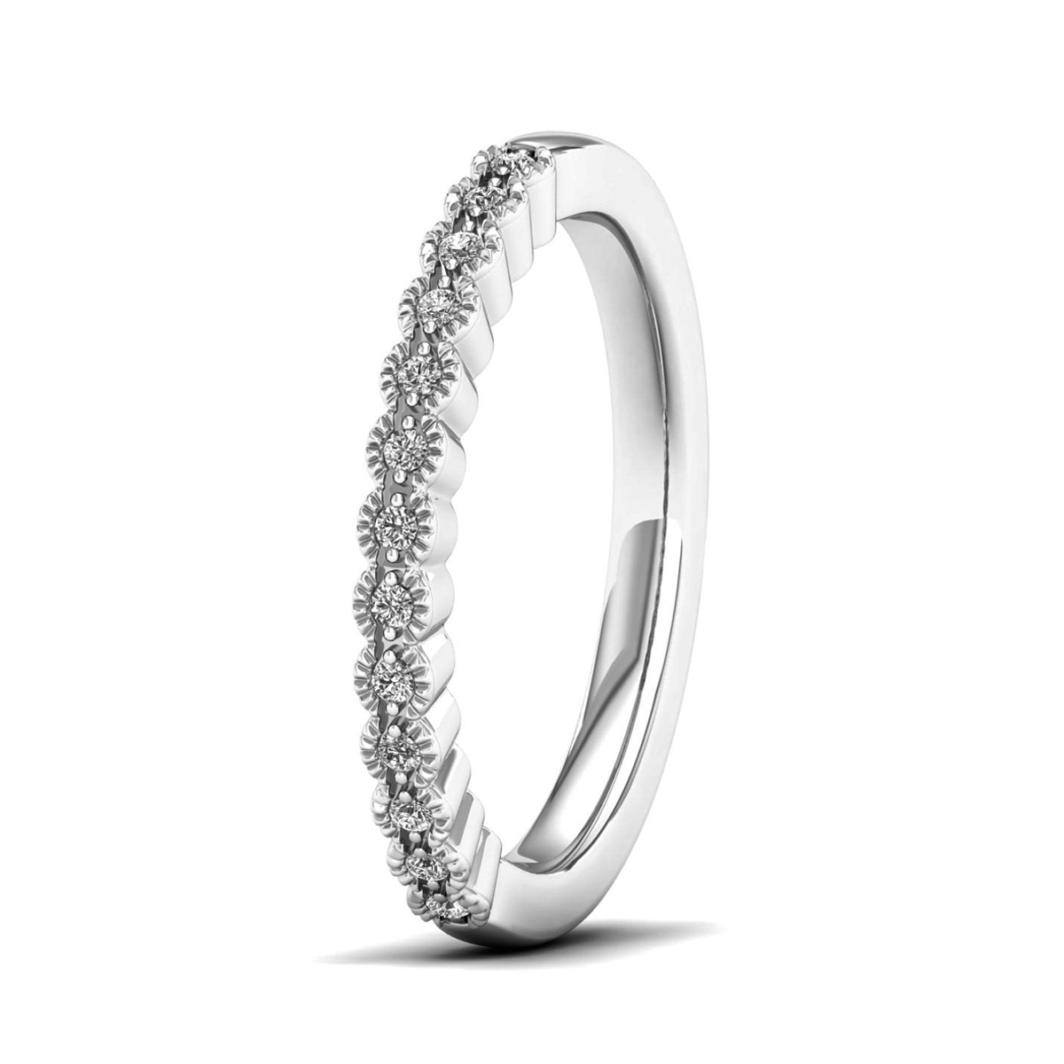 Lykka Elegance half eternity milgrain white gold diamond ring 0,07 ct-170