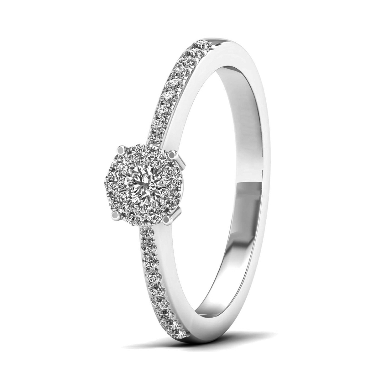 Lykka Elegance side-stone diamond ring in white gold 0,25 ct-160