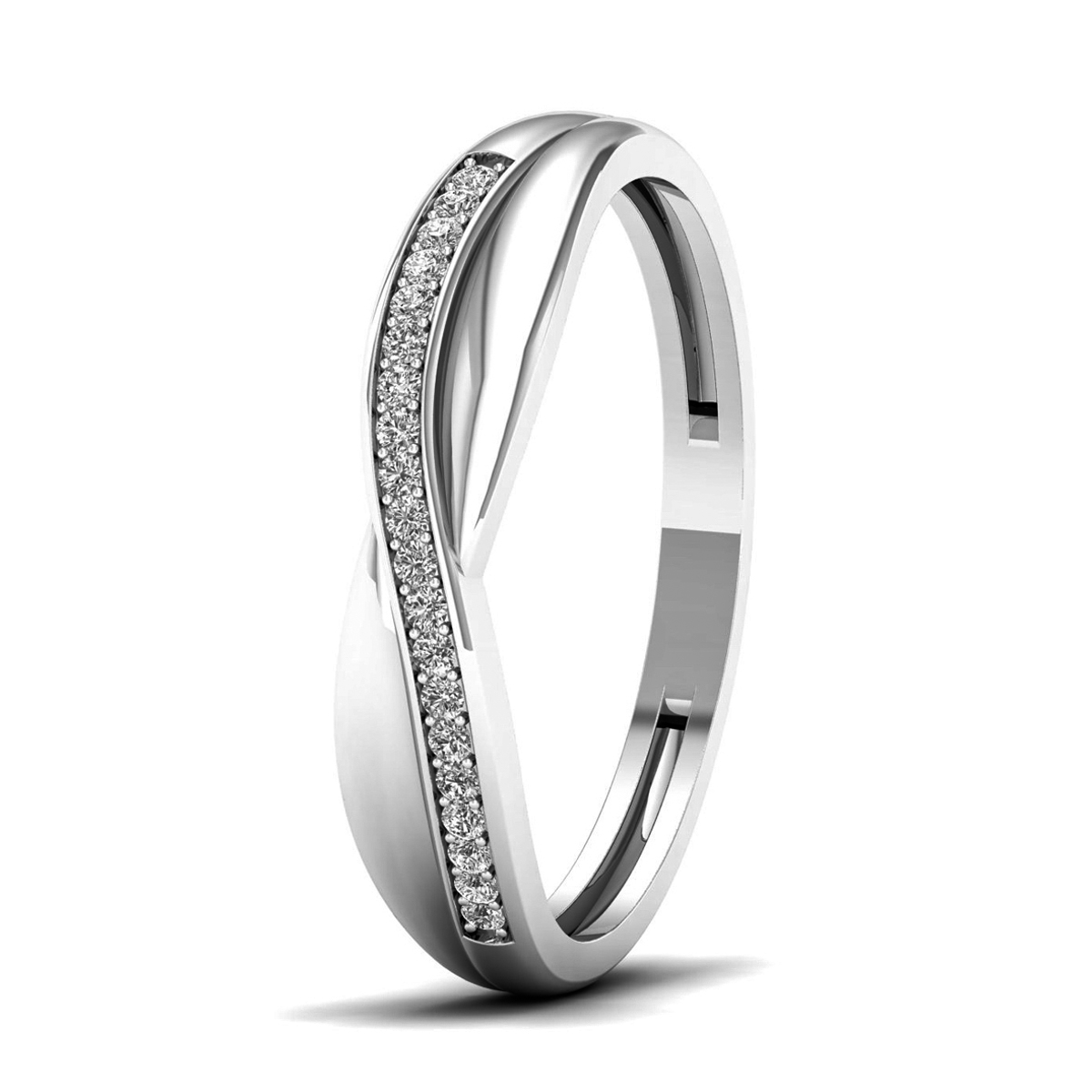 Lykken Elegance crossover diamond ring in white gold 0,07 ct-175